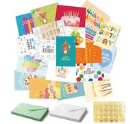 24 Pcs Birthday Cards with Envelopes, Greeting Cards Blank Inside, Bulk Colorful Happy Birthday Cards, for Christmas Doodle Celebrations, Friends, Family, and Special Occasions (Yellow and green)