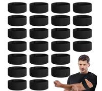 24 PCS Black Armbands Mourning, Black Mourning Armbands Formal, Elastic Captains Armband, Loop Closure Sports Exercise Armband, Ideal for Football, Basketball and Shooting for Funeral Condolences
