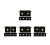 24 Pcs Black Cross Drawstring Memorial Bag for Funeral Keepsakes | Cloth Build, Upright Form and Solemn Style, for Clergy, Bereaved Families, Church Services