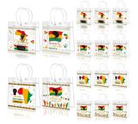 24 Pcs Black History Month Gift Bags with Handles Black History Month Party Favors Reusable Clear PVC Treat Bags African American Goodie Candy Gift Bags for BHM MLK Day Supplies, 8 x 8 x 3.15 Inch