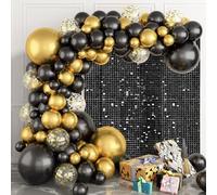 24 Pcs Black Shimmer Wall Backdrop Panels for Party, MSDADA 6 FT x 4 FT Iridescent Black Sequin Backdrop for Birthday Graduation Home Party Decorations Anniversary Decor