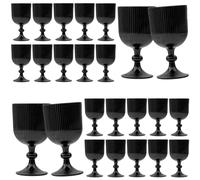 24 Pcs Black Vintage Wine Glasses, 11 Ounces Colored Glass Water Goblets, Unique Embossed Pattern High Clear Stemmed Glassware Wedding Party Bar Glass Drinking Cups Fancy Glasses Set Hand Wash Only