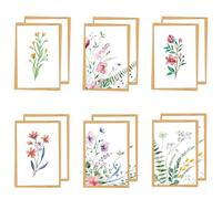24 Pcs Blank Card with Envelopes, Blank Greeting Cards, 6 Assorted Elegant Floral Design Note Cards for DIY, Wedding, Projects, Greeting Cards, Scrapbooking