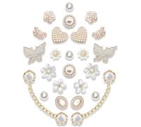 24 pcs Bling Shoe Charms Kit - Pearl, Butterfly, Flower & Chain Clog Shoe Decorations - Cute Accessories for Women & Girls Gift, Resin Rhinestone, Rhinestone