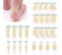 24 Pcs Blister Plasters, 6 Sizes for Feet, Heels Protector and Guard Skin, Invisible Hydrocolloid Gel Cushion Pad for Heel Foot Toe