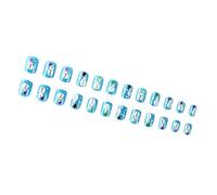 24 Pcs Blue Christmas Snowman Full Covers Stick on Short Square False Winter Artificial