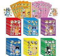24 Pcs Blue Dog Face Stickers Sheets for Children Party Bags, Make Your Own Stickers Characters DIY Stickers for Kids Party Favor Supplies Craft