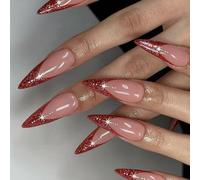 24 Pcs/Box Long Stilettos False Nails Full Covers Stick On Nails French Tip Artificial Press On For Woman