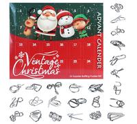 24 Pcs Brain Teaser Metal Puzzles Christmas Advent Calendar 2024 Test Mind Game 24 Days Christmas Countdown Xmas Holiday Activity for Kids Adults Families Boys Girls Women Men