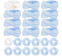 24 Pcs Bride Bridesmaid Proposal Gifts Bulk Team Bride Party Accessories-12 Sleepover Party Facial SPA Headband 12 Satin Hair Scrunchies Blue White Bachelorette Proposal Favours Bridal Shower Wedding