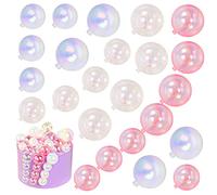 24 PCS Bubble Balls Cake Toppers Mini Balloon Cake Topper Pearl Insert Cupcake DIY Decoration for Wedding Anniversary Graduation Birthday Party Baby Shower (Clear White Pink)
