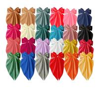 24 Pcs Bulk Satin Hair Bows For Women, Large Oversized Hair Bows With Non-Slip Clips, Includes 12 Pcs-A And 12 Pcs-B