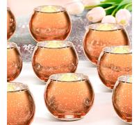 24 Pcs Burnt Orange Candle Holders- Mercury Glass Candle Holders for or Boho Wedding Centerpieces, Bridal Shower, Party Table Decor, Fall and Holiday Home Decoration