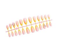 24 Pcs Butterfly Artificial Nails Yellow French Tip Press On Nails Almond Shape Stick On Nails Glossy False Nails