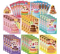24 PCS Cake DIY Stickers Party Gift Set for Kids Girls, Cake Theme Make a Face Art Craft Birthday Party Decorations, Cake Party Supplies Goodie Candy Bag Fillers Party Favours