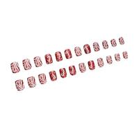 24 Pcs Candy Cane False Nails Christmas Full Covers Stick On Square Press On Manicures Supplies For Winter