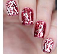 24 Pcs Candy Cane Full Covers Stick On Nails Christmas False Nails Square Press On Nails Artificial Nails For Women Girl