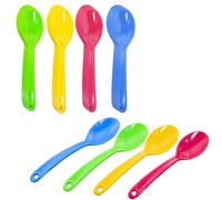 24 PCS Candy Colored Medium Weight Plastic Tea spoons Dessert Spoons Reusable Cutlery Silverware Set in Rose Red Green Blue Yellow Christmas Party Dessert Spoon