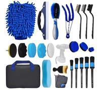 24 PCS Car Detailing Brush Set with Drill Attachments, Pro Valet Cleaning Kit for Interior, Exterior, Wheels & Upholstery, Multi-Purpose No-Scratch Tools