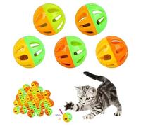 24 PCS Cat Toy Balls,Plastic Ball Cats Toys,Lattice Bell Ball with Bell Jingle Kitten Toy,Cat Play Balls for Indoor Kitten Pet Chase Pounce Rattle Play Toys,Random Color (24pcs)
