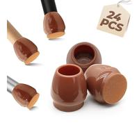 24 Pcs Chair Leg Floor Protectors - Small Round (Fit Diameter: 15-20mm) - Extra Thick Felt Pads with Reinforced Base - Anti-Slip, Anti-Scratch & Noise-Reducing - Light Brown