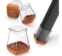 24 Pcs Chair Leg Floor Protectors Square, Silicone Chair Leg Covers Caps for Hardwood Floors with Wrapped Felt, Furniture Feet Protector Pads (Fit:13-19.9mm)