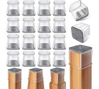 24 Pcs Chair Leg Floor Protectors Square, Silicone Felt Furniture Leg Pads Caps Covers for Hardwood Floors (Fit:19-25mm)