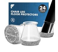 24 Pcs Chair Leg Floor Protectors, Transparent Silicone Chair Leg Caps with 360° wrapped felt pad for Hardwood Floors, Floor Protectors for Furniture Legs, No Scratches No Noise (Round Fit: 20.1-30mm)
