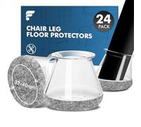 24 Pcs Chair Leg Floor Protectors, Transparent Silicone Chair Leg Caps with 360° wrapped felt pad for Hardwood Floors, Floor Protectors for Furniture Legs, No Scratches No Noise (Round Fit: 30.1-40mm)