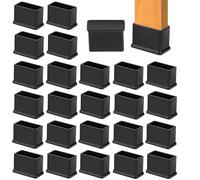 24 PCS Chair Leg Tips Caps 15 X 30mm/0.59 X 1.18" Rectangle Table Legs Covers Black Thick Rubber Chair Leg Floor Protectors Pvc Furniture Legs Stoppers, Reduce Noise Prevent Scratch