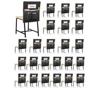 24 PCS Chair Pockets for Classroom,20"x17" Large Chair Pockets,Student Chair Pockets k-2, seat Sacks for Classroom Chairs with Name Tag 24,for Classroom School Home Kindergarten Black