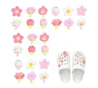 24 Pcs Charms For Crocs Jibbitz,Shoe Flower Accessories Decorations Cute Cherry Blossom Daisy Flowers Charm Set Diy Fashion Unique Small Summer Accessory,for Boys Girl Kids Adult Decoration Shoes