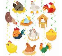 24 Pcs Chicken Hanging Swirls Chicken Farm Ceiling Swirls Decorations Chicken Birthday Party Supplies for Chicken Party Decorations Chick Birthday aby Shower Decorations