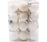 24 pcs Christmas Baubles, Christmas Balls Ornaments for Xmas Tree Decor, Xmas Holiday Wedding Party Decorations Home Festival Decors (White)