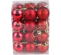 24 pcs Christmas Baubles, Christmas Balls Ornaments for Xmas Tree Decor, Xmas Holiday Wedding Party Decorations Home Festival Decors (red)