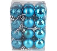 24 pcs Christmas Baubles, Christmas Balls Ornaments for Xmas Tree Decor, Xmas Holiday Wedding Party Decorations Home Festival Decors (lake blue)