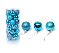 24 Pcs Christmas Baubles Tree Plain Glitter XMAS Ornament Ball Decoration 4cm Turquoise