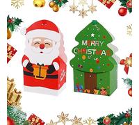 24 Pcs Christmas Candy Boxes Kids Mini Christmas Sweet Boxes Cartoon Christmas Tree Santa Claus Paper Candy Boxes with Ribbons Xmas Treats Boxes for Presents Goodies Candies Cookies Cakes Party Decor