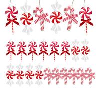 24 Pcs Christmas Candy Cane Ornaments With Rope, Lollipop Decoration Hanging Ornament With Bow for Home Tree Decor (Red White)