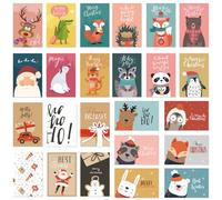 24 PCS Christmas Cards and Envelopes, Christmas Card Multipack has 24 Different Mixed Designs, Family Christmas Cards, Happy Xmas Cards for Boys Girls Children Friends
