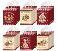 24 Pcs Christmas Gift Bags With Handles, 6 Designs Christmas Paper Bag Bulk, Xmas Kraft Gift Bags for Xmas Decor Supplies Classrooms Wedding Holiday Gifts and Party Favors - 10 x 5 x 12" (Brown Red)