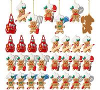 24 Pcs Christmas Gingerbread Man Ornaments Gingerbread Baking Tool Ornaments Cute Christmas Holiday Chef Bakers Apron Ornament Christmas Tree Decoration Gingerbread Decor for Holiday Christmas Tree