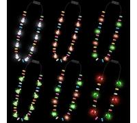 24 PCS Christmas Light Up Necklaces, 8 LED Glowing Bulbs Festive Party Supplies with 3 Modes, Colorful Christmas Accessories, Battery Operated Xmas Party Necklaces for Xmas Decorations Holiday Gifts