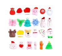 24 Pcs Christmas Mini Squishy Toys, Christmas Countdown Squeeze Soft Fidget Toys for Christmas Stocking Fillers, Girls Boys Kids Treats Party Favors Gifts (Red)