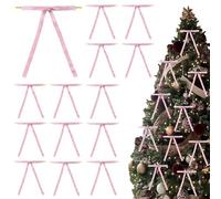 24 Pcs Christmas Pink Velvet Bows for Gift Wrapping, 5" × 7" Twist Tie Bowknot Premade Ribbon Bows for Bouquets Invitations Baskets Crafts Wreaths Wedding Christmas Party Decorations