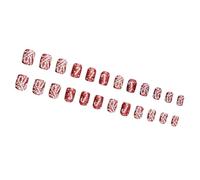 24 Pcs Christmas Press On Nails Short Square False Nails Glittering Full Covers Stick On Nails Candy Cane Acrylic Nails