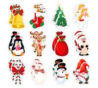 24 Pcs Christmas Sticky Note,12 Style Cartoon Santa Claus Snowman Dwarf Bell Christmas Tree Elk Self-Stick Notepad Memo Pads Message Note Reminder Note for Kid Gift Winter Party Stationery Gift