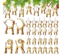 24 Pcs Christmas Straw Goat Ornaments Yule Goat Straw Decor Julbock Swedish Christmas Decorations Gifts for Garden Yard Outdoor Interior Decoration Home Birthday Party, 4 Styles, 3 Inch Tall