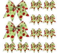 24 Pcs Christmas Tree Bows Decoration Wreath Bows Polka Dot Christmas Bows for Gift Wrapping Xmas Tree Ornaments Wedding Holiday Party Home Decor