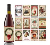 24 Pcs Christmas Wine Bottle Label Stickers, Holiday Party Decor Supplies, Funny Waterproof Bottle Covers, Novelty Xmas Wine Accessories,Christmas Party Decoration Supplies (Style 2)